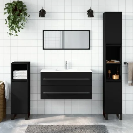 Badezimmerschrank mit Spiegelholz schwarz von vidaXL, Badezimmermöbel - Ref: Foro24-833880, Preis: 61,08 €, Rabatt: %