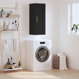 Black engineered wood wall cabinet 34.5x34x90 cm by vidaXL, Sideboards - Ref: Foro24-830485, Price: 56,37 €, Discount: %