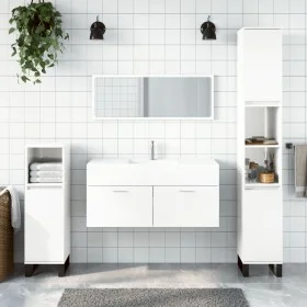 Armario de baño con espejo madera de ingeniería blanco brillo de vidaXL, Muebles de baño - Ref: Foro24-833888, Precio: 65,44 ...