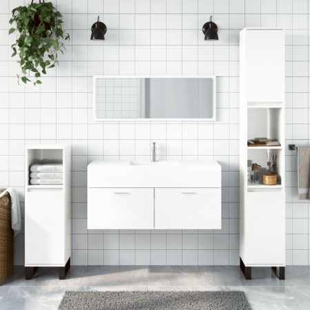 Armario de baño con espejo madera de ingeniería blanco brillo de vidaXL, Muebles de baño - Ref: Foro24-833888, Precio: 76,44 ...