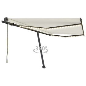 Toldo automático con LED y sensor de viento crema 400x350 cm en Toldos | Comprar online en Foru.es