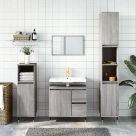 Armario de baño madera contrachapada gris Sonoma 30x30x190 cm de vidaXL, Tocadores de baño - Ref: Foro24-831530, Precio: 81,4...
