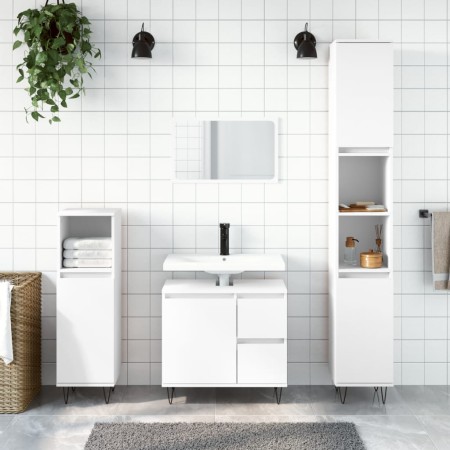 Armario de baño madera contrachapada blanco 30x30x190 cm de vidaXL, Tocadores de baño - Ref: Foro24-831532, Precio: 96,13 €, ...