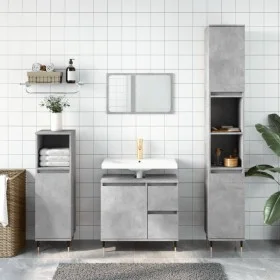 Armario de baño madera contrachapada gris hormigón 30x30x190 cm de vidaXL, Tocadores de baño - Ref: Foro24-831536, Precio: 76...