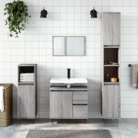Armario de baño madera contrachapada gris Sonoma 30x30x190 cm de vidaXL, Muebles de baño - Ref: Foro24-831538, Precio: 83,26 ...