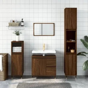 Brown oak plywood bathroom cabinet 30x30x190 cm by vidaXL, bathroom vanities - Ref: Foro24-831531, Price: 91,40 €, Discount: %