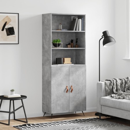 Aparador alto madera contrachapada gris hormigón 69,5x34x180 cm de vidaXL, Aparadores - Ref: Foro24-3189225, Precio: 132,08 €...