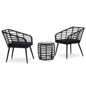 Set de mesa y sillas de jardín 3 piezas ratán sintético negro en Conjuntos de jardín | Comprar online en Foru.es