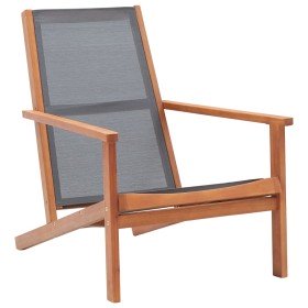 Silla de jardín madera maciza de eucalipto y textilene gris en Sillas de jardín | Comprar online en Foru.es
