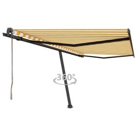 Toldo de pie automático amarillo y blanco 450x350 cm en Toldos | Comprar online en Foru.es