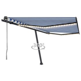Toldo automático LED sensor de viento azul y blanco 450x350 cm en Toldos | Comprar online en Foru.es