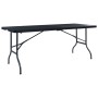 Mesa de jardín plegable imitación ratán HDPE negro 180x75x72 cm en Mesas de jardín | Comprar online en Foru.es
