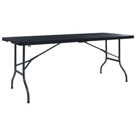 Mesa de jardín plegable imitación ratán HDPE negro 180x75x72 cm en Mesas de jardín | Comprar online en Foru.es