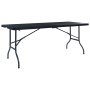 Mesa de jardín plegable imitación ratán HDPE negro 180x75x72 cm en Mesas de jardín | Comprar online en Foru.es
