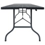 Mesa de jardín plegable imitación ratán HDPE negro 180x75x72 cm en Mesas de jardín | Comprar online en Foru.es