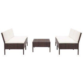 Set sofás de jardín 5 piezas y cojines ratán sintético marrón en Conjuntos de jardín | Comprar online en Foru.es