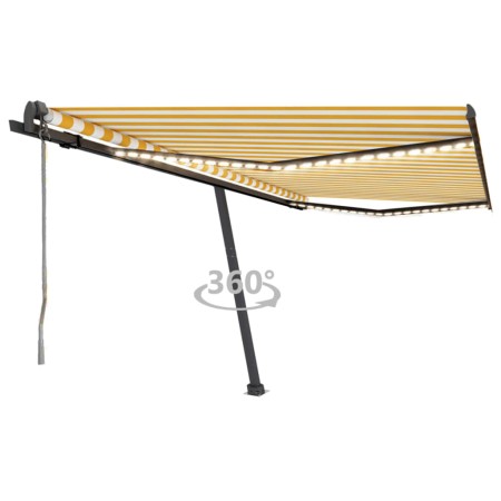 Toldo automático LED sensor de viento amarillo blanco 450x350cm en Toldos | Comprar online en Foru.es