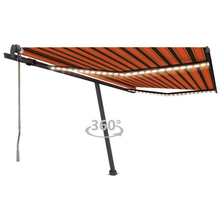 Toldo automático LED sensor de viento naranja marrón 450x350 cm en Toldos | Comprar online en Foru.es