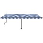 Toldo de pie retráctil manual azul y blanco 500x350 cm en Toldos | Comprar online en Foru.es