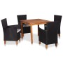 Set de comedor de jardín 5 pzas ratán sintético negro y marrón en Conjuntos de jardín | Comprar online en Foru.es