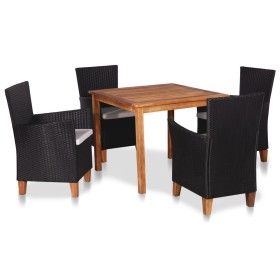 Set de comedor de jardín 5 pzas ratán sintético negro y marrón en Conjuntos de jardín | Comprar online en Foru.es
