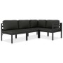 Set muebles de jardín 4 pzas y cojines aluminio gris antracita en Conjuntos de jardín | Comprar online en Foru.es