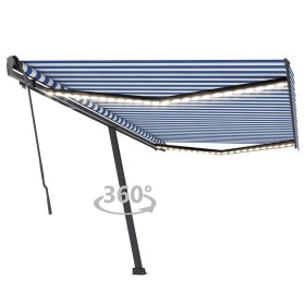 Toldo retráctil manual con luz LED azul y blanco 500x350 cm en Toldos | Comprar online en Foru.es