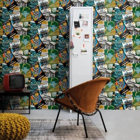 Good Vibes Papel de pared Club Posters verde y naranja de Noordwand, Papel pintado - Ref: Foro24-440424, Precio: 26,44 €, Des...