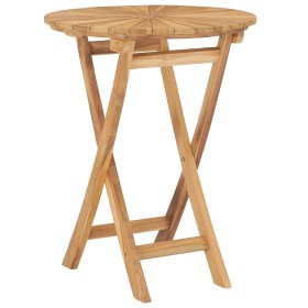 Mesa de jardín plegable madera maciza de teca Ø 60 cm en Mesas de jardín | Comprar online en Foru.es