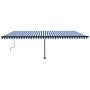 Toldo de pie retráctil manual azul y blanco 600x350 cm en Toldos | Comprar online en Foru.es