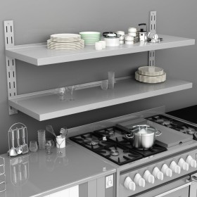 Estantería pared flotante 2 niveles acero inoxidable 150x30 cm en Estanterías | Comprar online en Foru.es