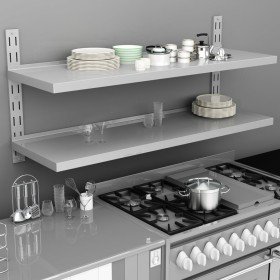 Estantería pared flotante 2 niveles acero inoxidable 150x30 cm en Estanterías | Comprar online en Foru.es