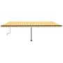 Toldo de pie retráctil manual amarillo y blanco 600x350 cm en Toldos | Comprar online en Foru.es