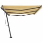 Toldo de pie retráctil manual amarillo y blanco 600x350 cm en Toldos | Comprar online en Foru.es
