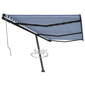 Toldo de pie automático azul y blanco 600x350 cm en Toldos | Comprar online en Foru.es