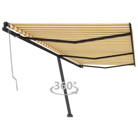Toldo de pie automático amarillo y blanco 600x350 cm en Toldos | Comprar online en Foru.es