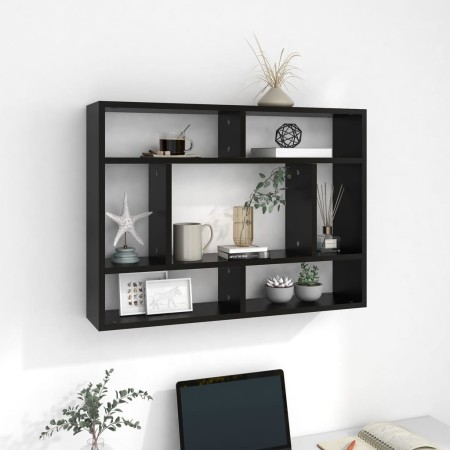 Estantería de pared madera contrachapada negro 75x16x55 cm de vidaXL, Estantes y estanterías - Ref: Foro24-803003, Precio: 36...