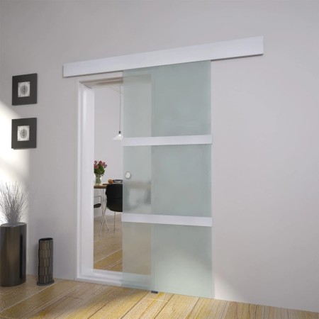 Puerta corredera de cristal y aluminio 178 cm plateado en Puertas | Comprar online en Foru.es