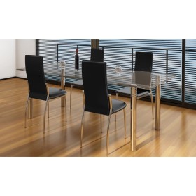 Sillas de comedor 4 unidades cuero sintético negro en Sillas de comedor | Comprar online en Foru.es