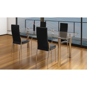 Sillas de comedor 4 unidades cuero sintético negro en Sillas de comedor | Comprar online en Foru.es