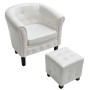 Sillón con taburete cuero sintético blanco en Sillones | Comprar online en Foru.es