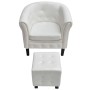 Sillón con taburete cuero sintético blanco en Sillones | Comprar online en Foru.es
