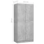 Armario de madera contrachapada gris hormigón 82,5x51,5x180 cm de vidaXL, Armarios roperos - Ref: Foro24-803438, Precio: 156,...