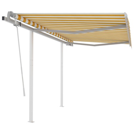 Toldo manual retráctil con postes amarillo y blanco 3x2,5 m en Toldos | Comprar online en Foru.es