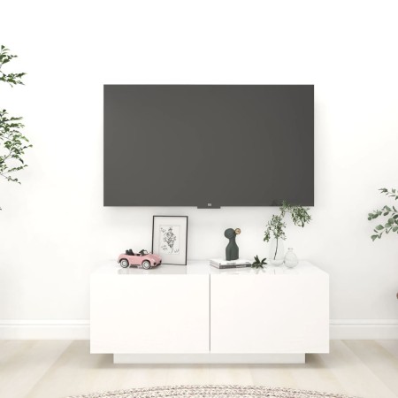Mueble de TV madera contrachapada blanco brillo 100x35x40 cm de vidaXL, Muebles TV - Ref: Foro24-804442, Precio: 98,91 €, Des...
