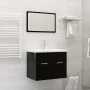 Set muebles de baño 2 piezas madera de ingeniería negro brillo de vidaXL, Muebles de baño - Ref: Foro24-804789, Precio: 50,84...
