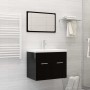 Set muebles de baño 2 piezas madera de ingeniería negro brillo de vidaXL, Muebles de baño - Ref: Foro24-804789, Precio: 51,58...