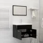 Set muebles de baño 2 piezas madera de ingeniería negro brillo de vidaXL, Muebles de baño - Ref: Foro24-804789, Precio: 50,84...