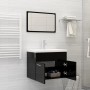 Set muebles de baño 2 piezas madera de ingeniería negro brillo de vidaXL, Muebles de baño - Ref: Foro24-804789, Precio: 51,58...
