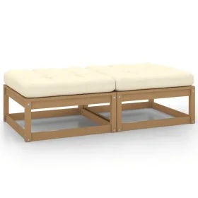 Gartenhocker mit Kissen 2 Stück honigbraunes Kiefernholz von vidaXL, Modulare Sofas für den Außenbereich - Ref: Foro24-805743...